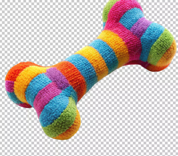 imagem de um osso de borracha colorido